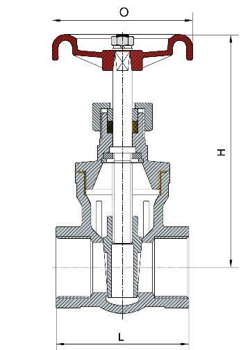 Задвижка клиновая муфтовая нержавеющая, AISI304 DN40 (1_1/2"), (CF8), PN14