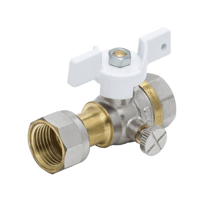 Кран шаровой Aquasfera Standard 1124 G1/2 Ду15 Ру40 полнопроходной, никелированный, внутренняя резьба-накидная гайка, для манометра, ручка-бабочка
