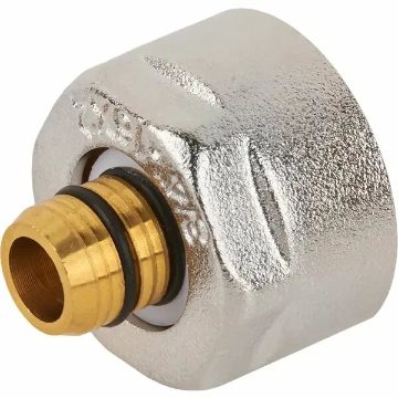 Адаптер зажимной Wester Дн16х2.0-G3/4" Ру10 латунный, с накидной гайкой, внутренняя резьба (евроконус), для металлопластиковых труб