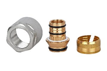 Адаптер зажимной Wester Дн20х2.0-G3/4" Ру10 латунный, с накидной гайкой, внутренняя резьба (евроконус), для металлопластиковых труб