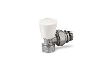 Клапан ручной регулировки Giacomini R705A 1/2“ Ду15 Ру16, угловой, штуцер с герметичной прокладкой, внутренняя/наружная резьба