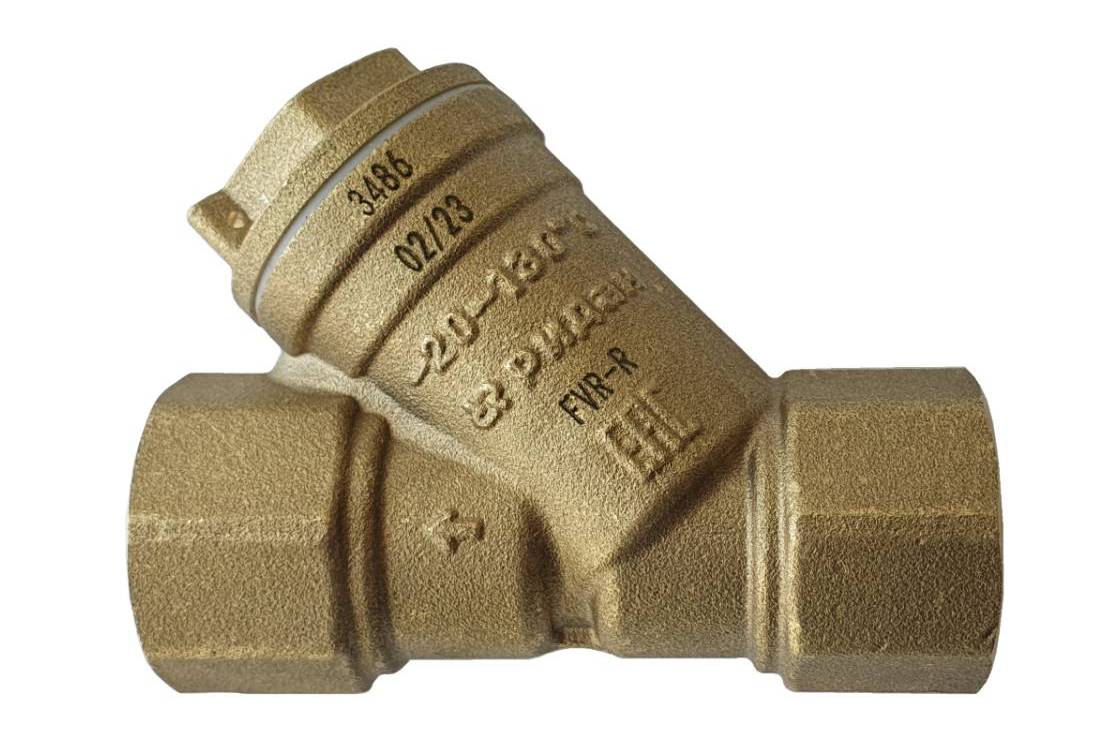 Фильтр сетчатый Ридан FVR-R 3/4" Ду20 Ру25 со сливной пробкой, внутренняя резьба, корпус - латунь — фото 1