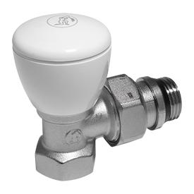 Клапан ручной регулировки Giacomini R5TG 3/4“ Ду20 Ру16 угловой, отвод с герметичной прокладкой, латунный хромированный, внутренняя/наружная резьба